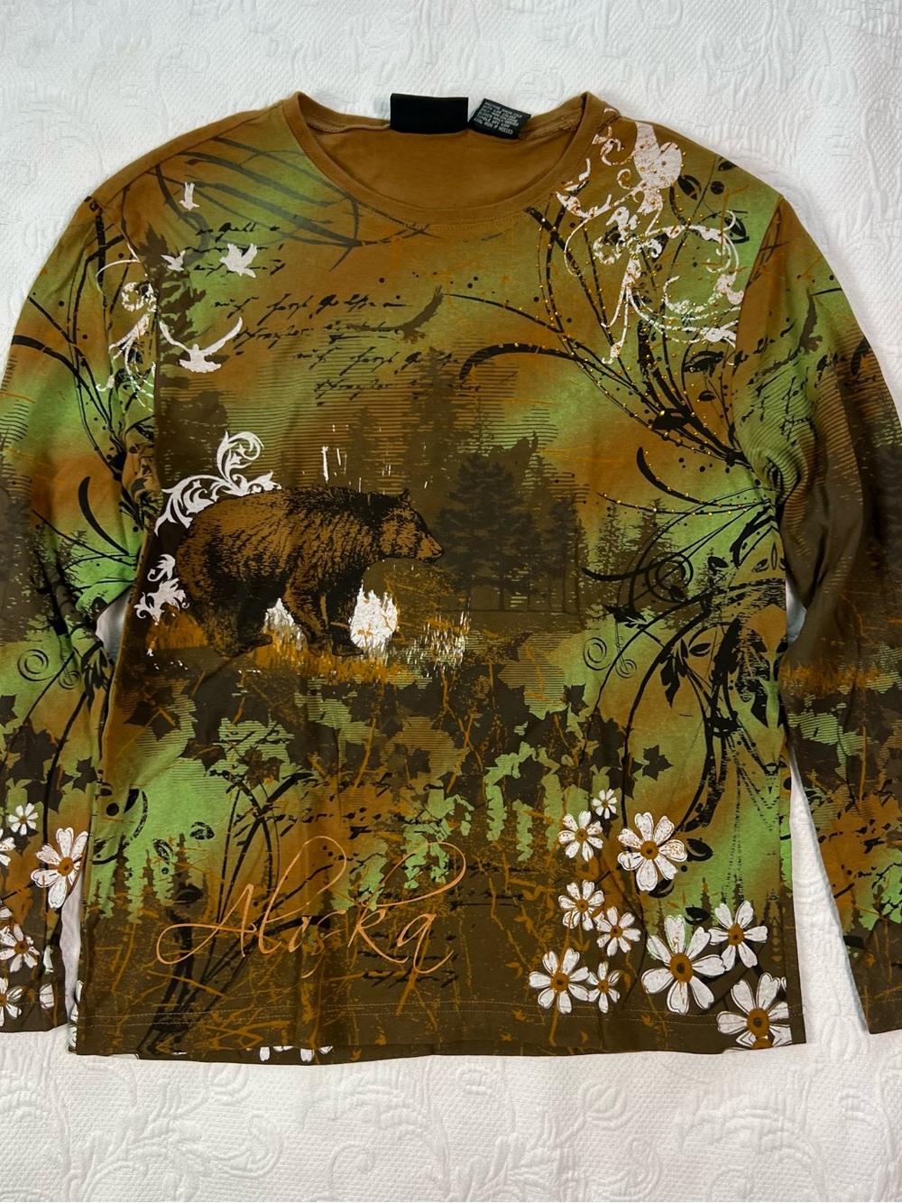 unique alaskan 100% cotton long sleeve size m